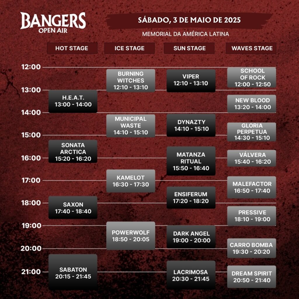 Bangers Open Air: Grade de horários é divulgada