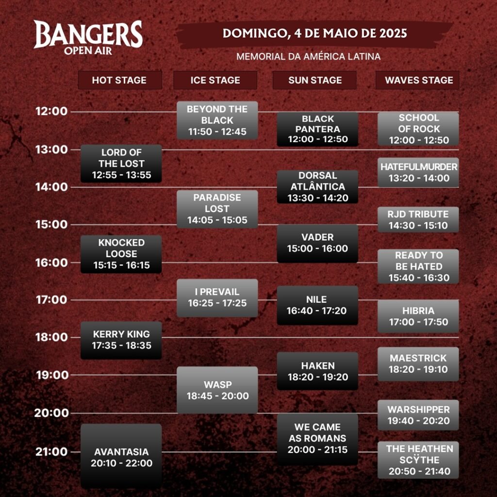 Bangers Open Air: Grade de horários é divulgada